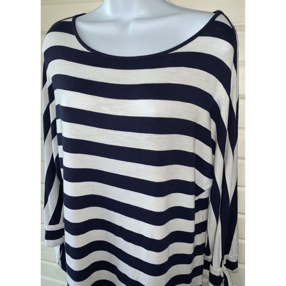 Soft Surroundings Tops - Soft Surroundings Sz XS Adrift Top Nautical Navy White Stripe Blouse Stretch EUC
